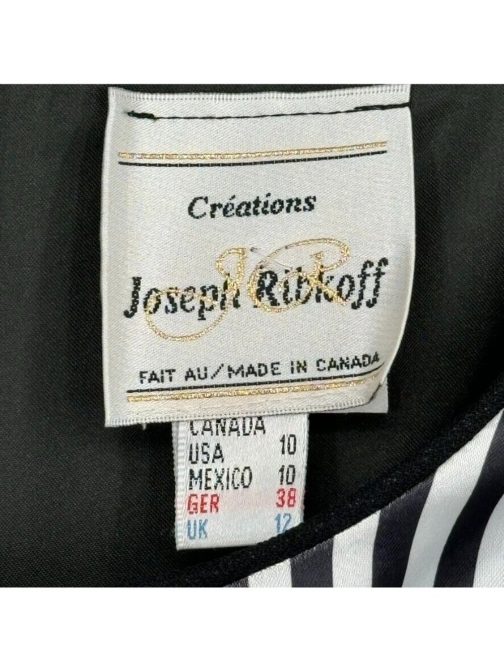 JOSEPH RIBKOFF Black Jumpsuit  Pant Suit w/ jacket womens stripes size 10 - Picture 11 of 16